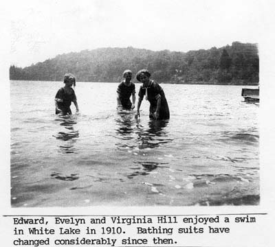 edward evelyn and virginia hill swimming in white lake 1910