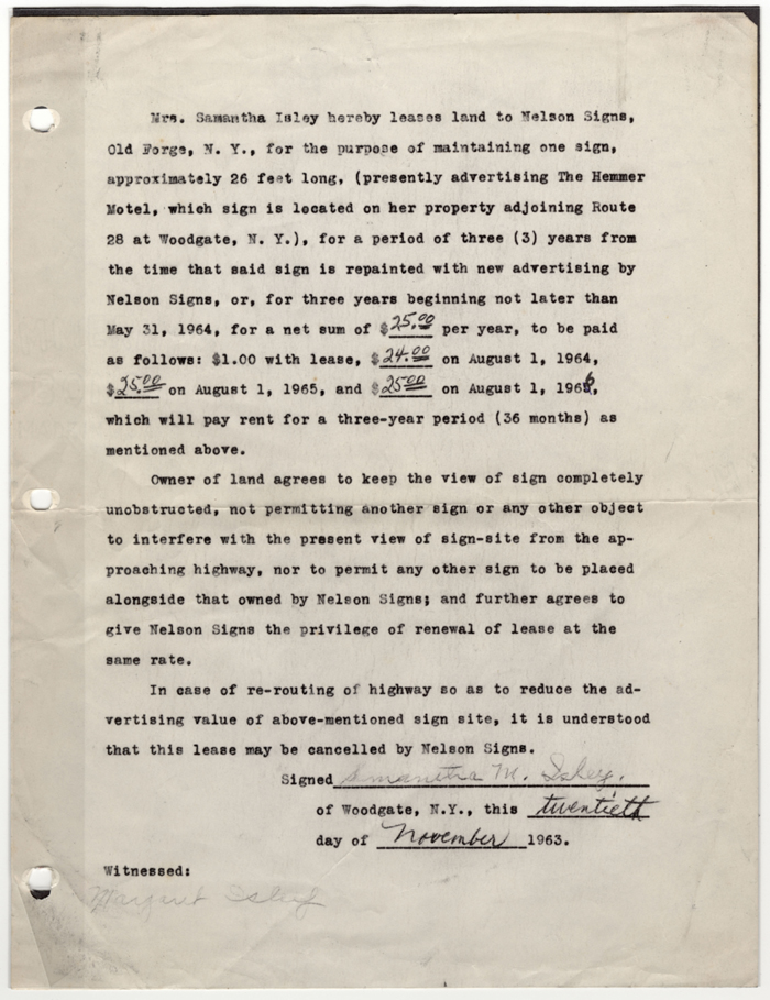 isley samantha nelson signs land lease agreement