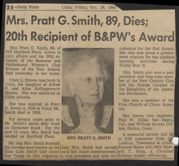 pratt clara howes obit