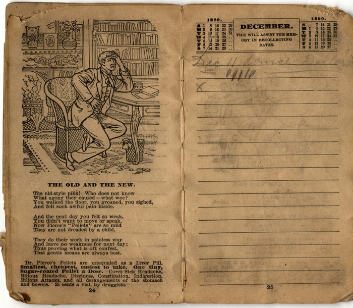 memorandum account book 1889 013: entry mentions the name Dallarmi