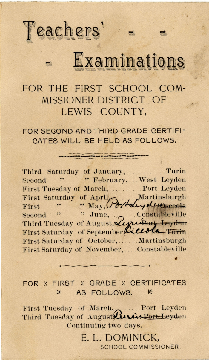teachers exam lewis county dominick