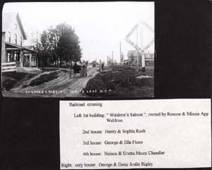 railroad crossing white lake waldrons saloon 1910