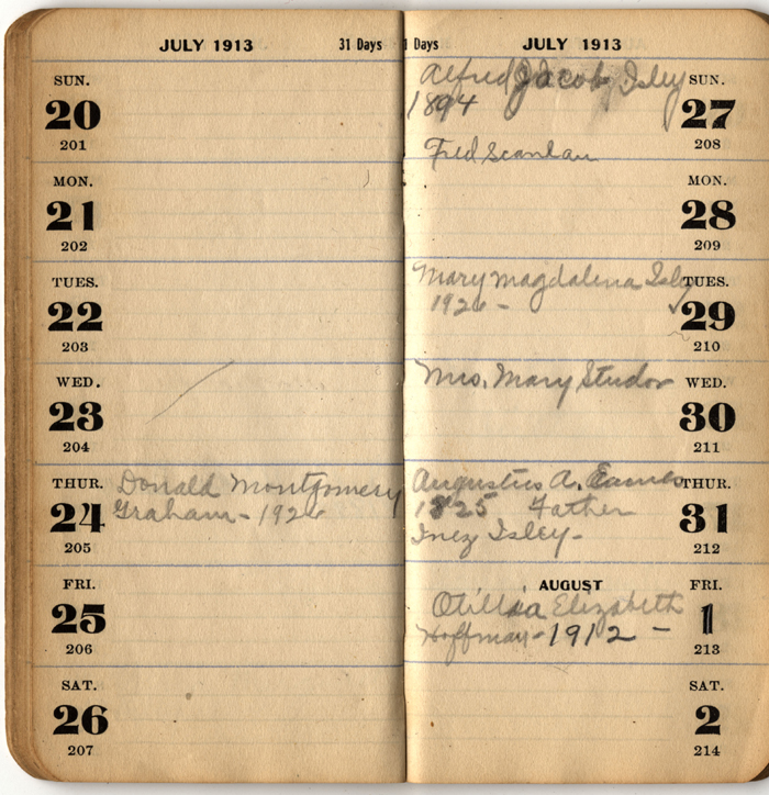 address date book isley lena m 1913 018