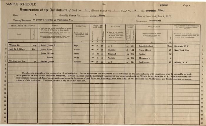 enumerator sample schedule 1915