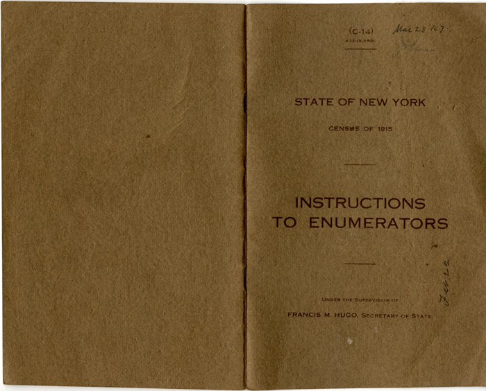 instructions to enumerators new york state 1915 001 front back covers
