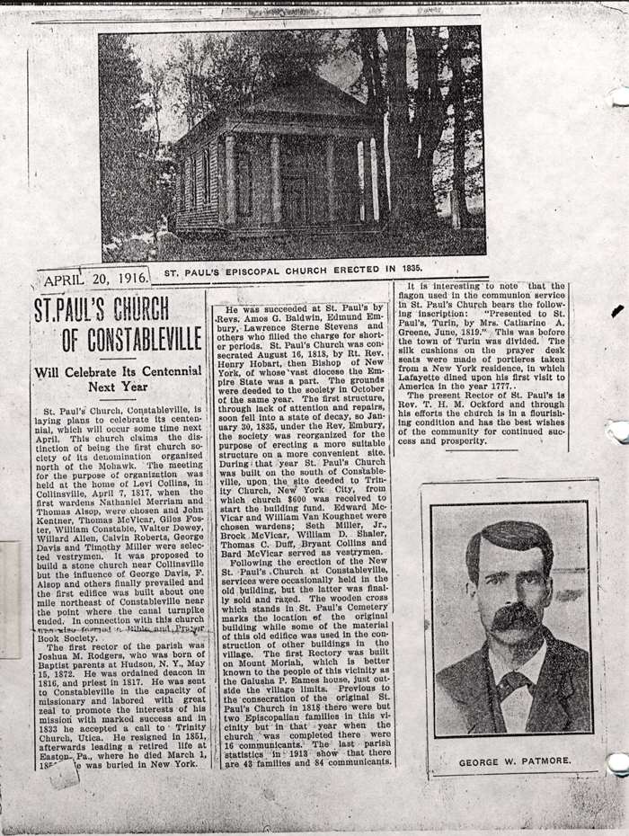 st pauls episcopal church constableville ny patmore george w 1916