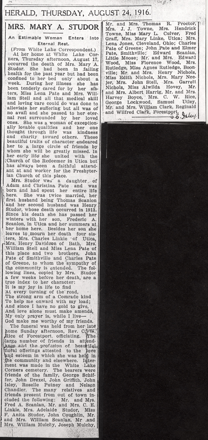 studor mary a obit