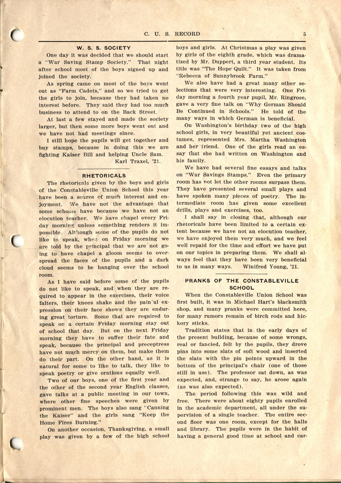 constableville union school news 1917 1918 003 page 05