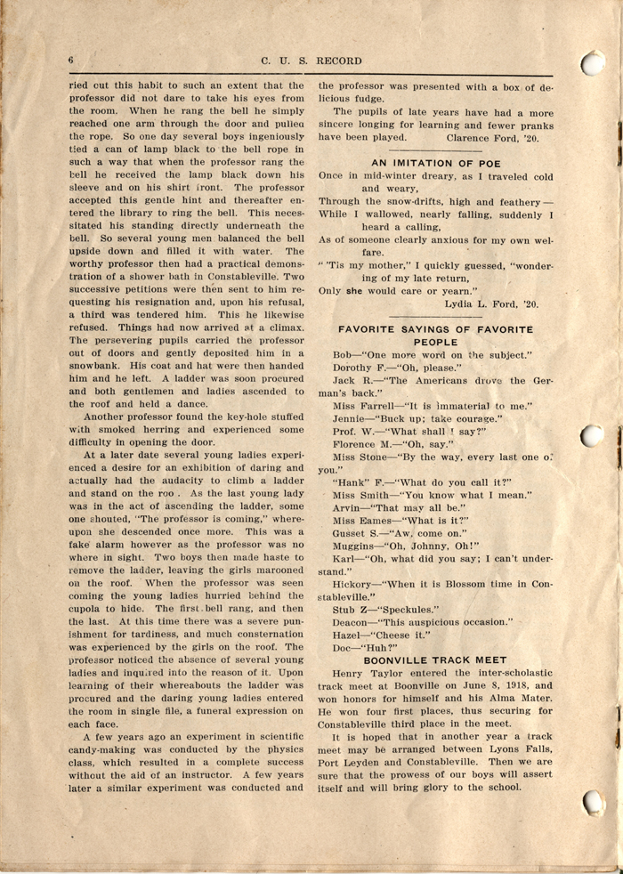constableville union school news 1917 1918 003 page 06
