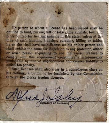 hunting trapping license isley alfred j 1917 002