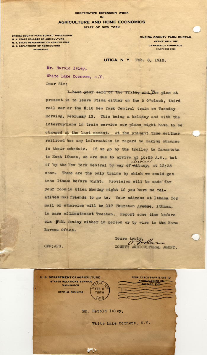 county agricultural agent letter isley harold feb 8 1918
