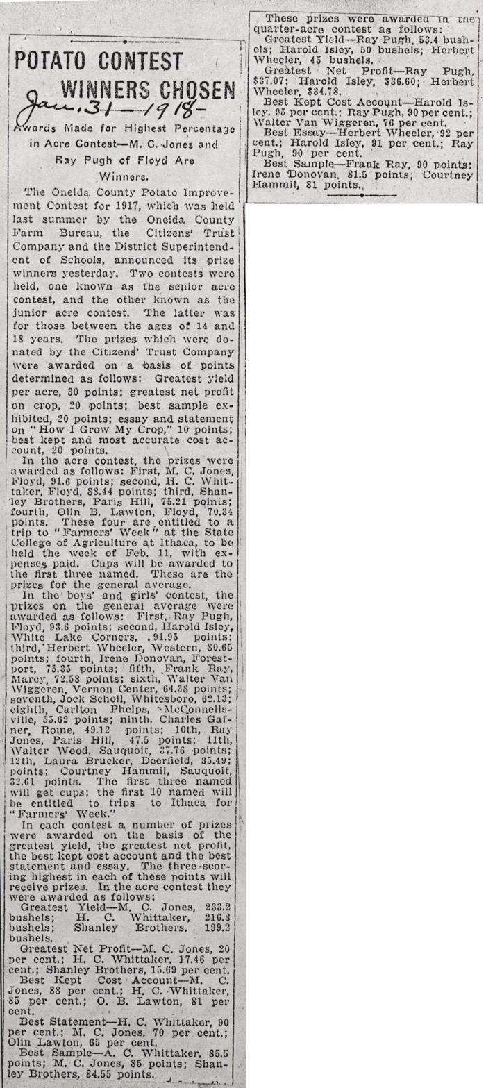 potato contest winners chosen boonville herald jan 31 1918