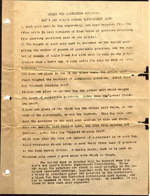 boys and girls potato contest rules 1918