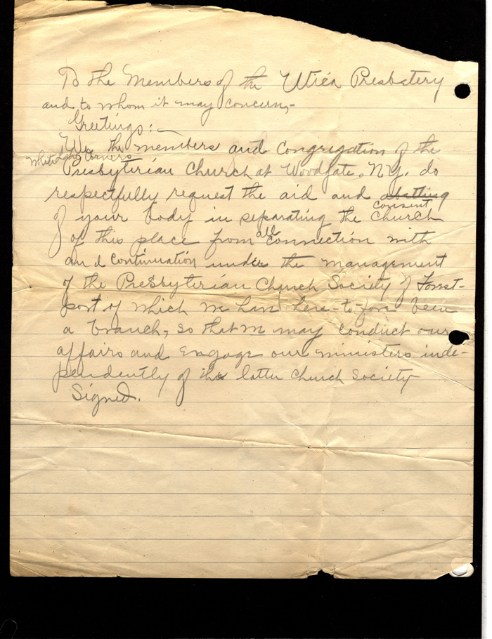 forestport presbyterian church society letter 1920