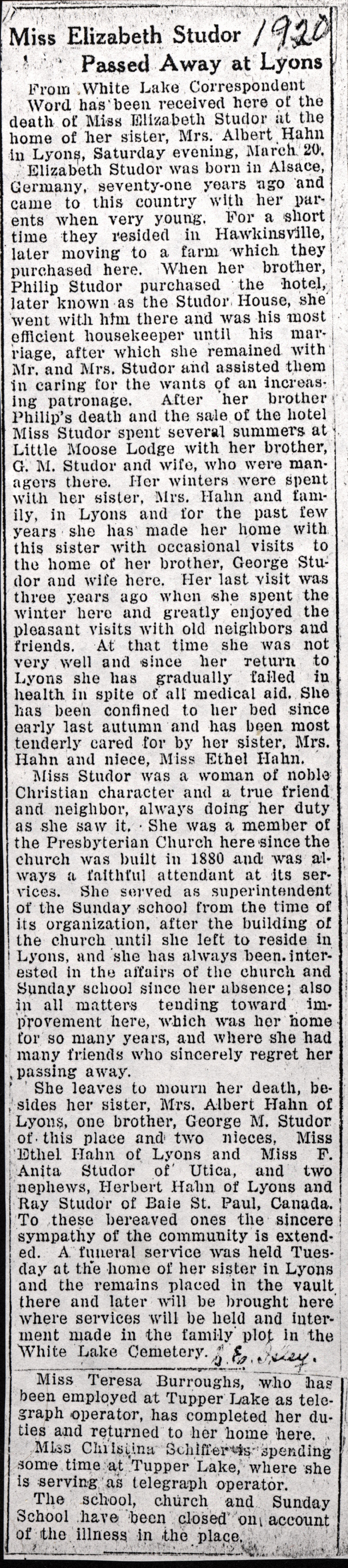 studor elizabeth obit