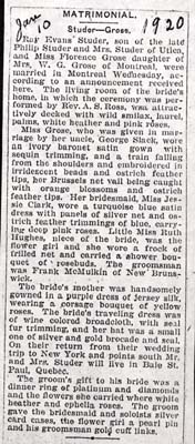 studer ray evans grose florence married jan 10 1920