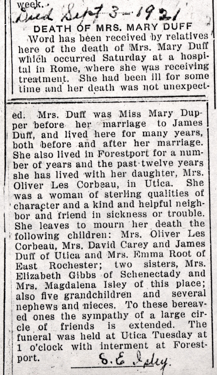 duff mary dupper obit