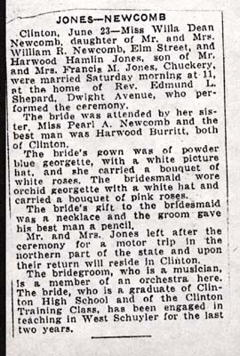 jones harwood newcomb willa married june 23 1921