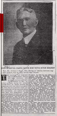 reverend arthur j dean leaves westminster church 1920