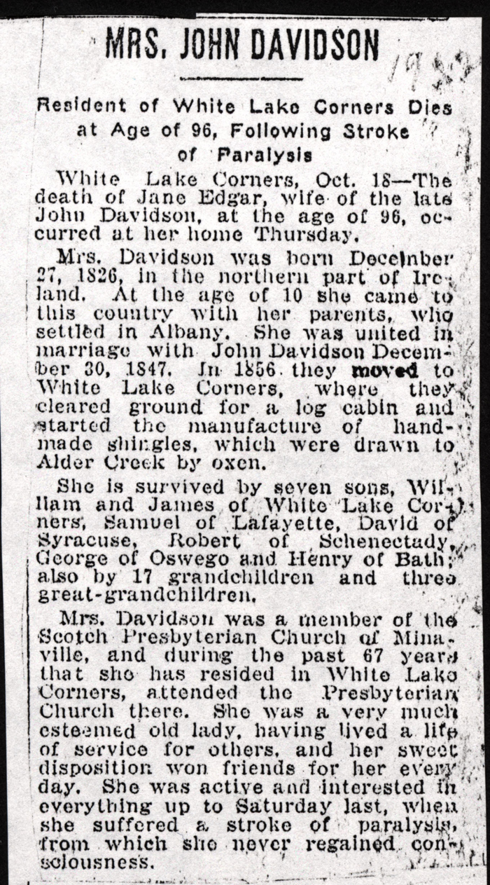 davidson jane edgar obit