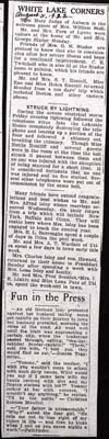 white lake corners news boonville herald aug 31 1922