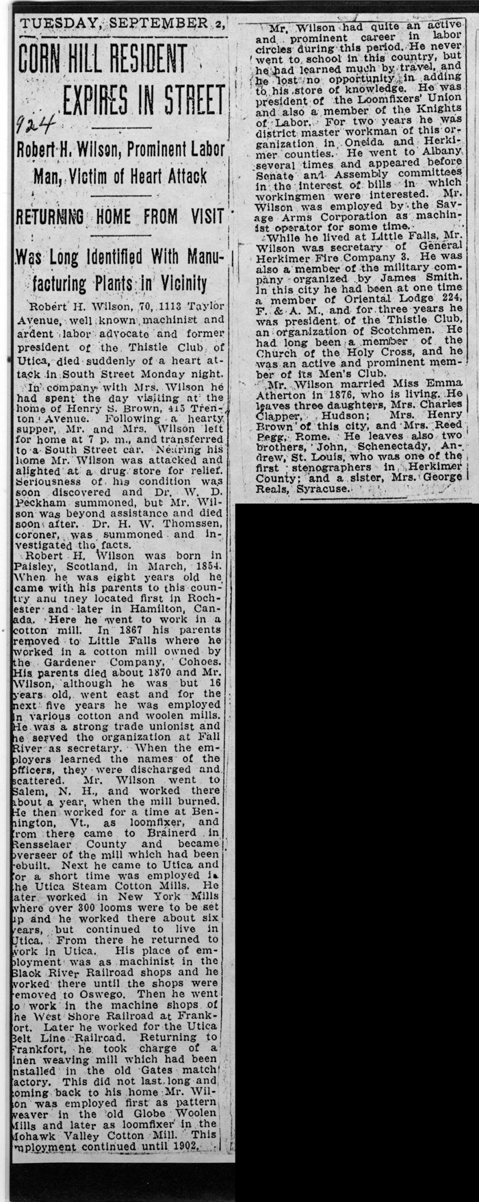wilson robert h obit