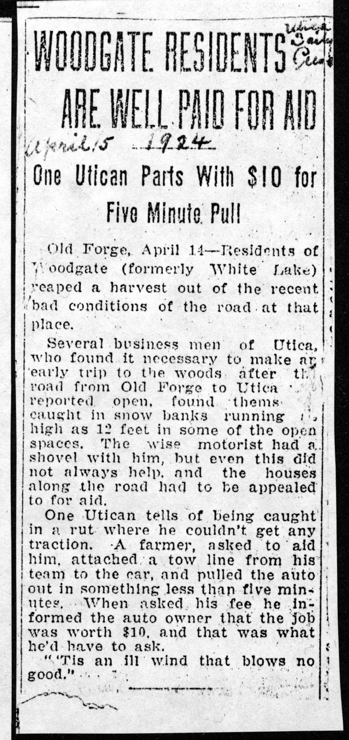 woodgate residents are well paid for aid april 15 1924