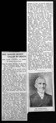 dewey reverend sanger obit