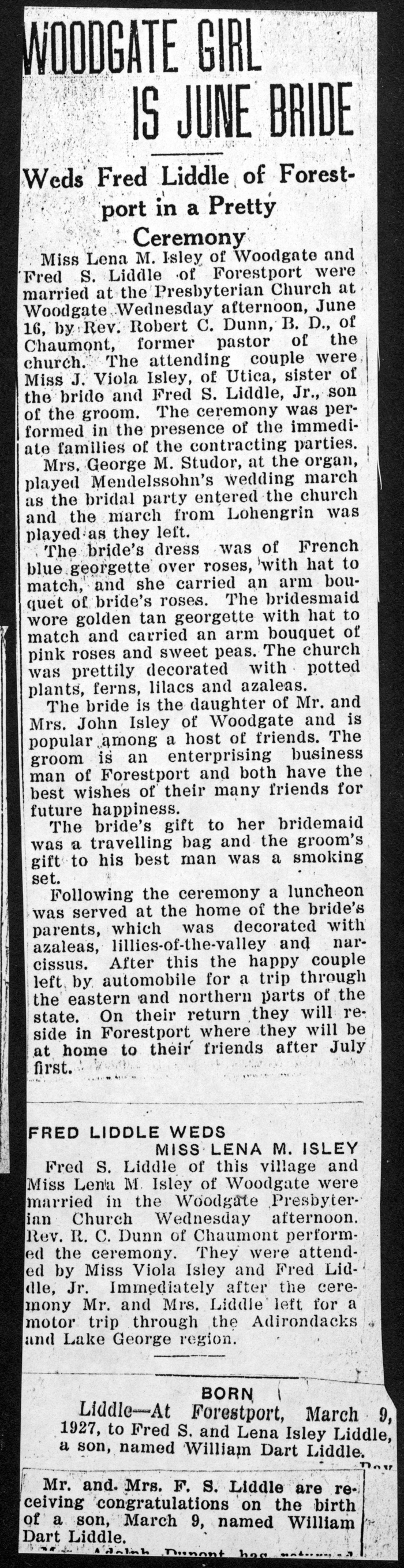 isley lena m liddle fred s married june 16 1926 001