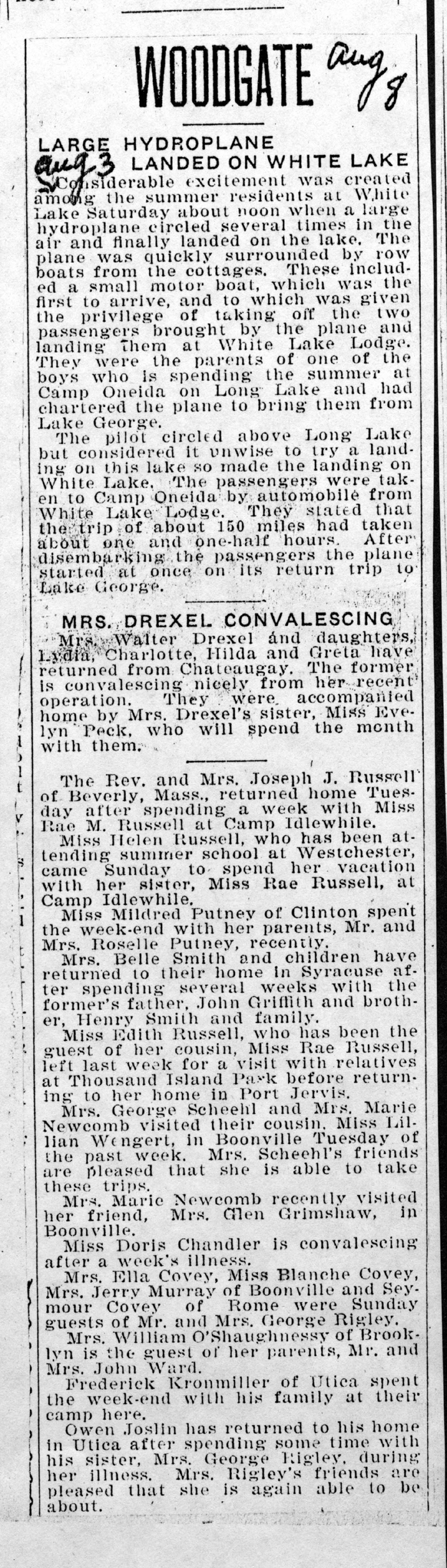 large hydroplane lands on white lake august 3 1928 001