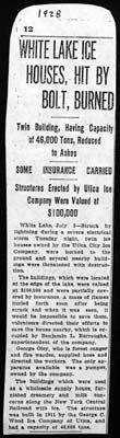 white lake ice houses hit by bolt and burned july 4 1928