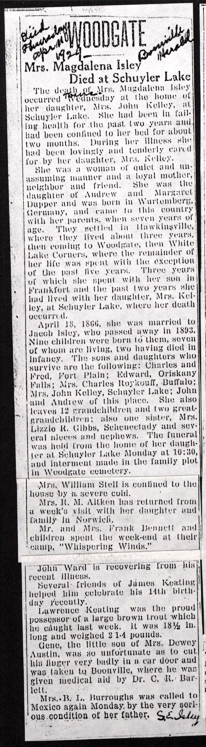 isley magdalena dupper wife of jacob obit april 11 1929 001