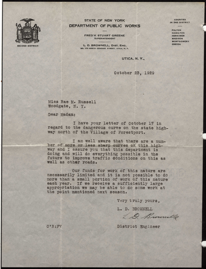 russell rae m letter to l d brown 