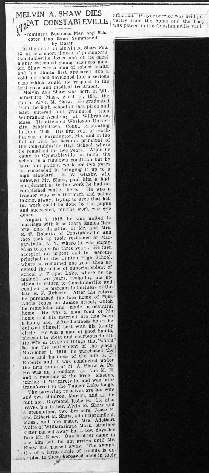 shaw melvin a husband of eames clara obit