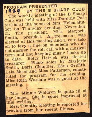 b sharp club presentation 1929