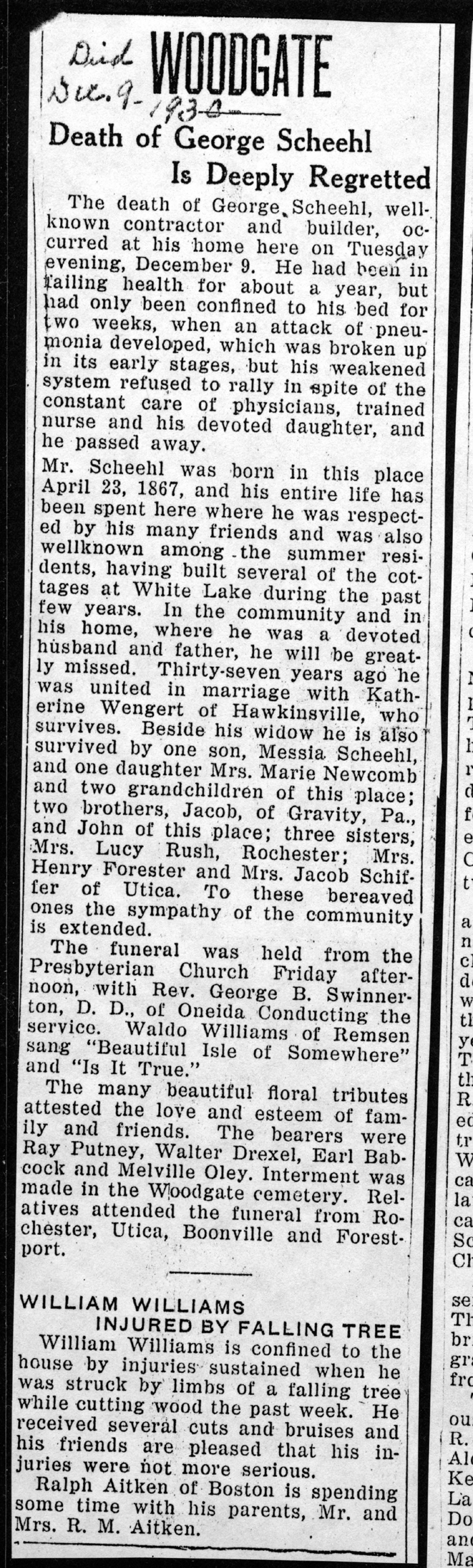 scheehl george obit december 9 1930 