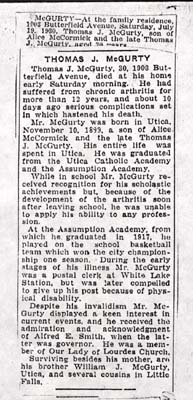 mcgurty thomas j obit 1930