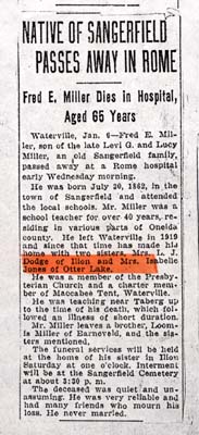 miller fred e obit 1930