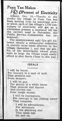 penn yan makes present of electricity december 16 1930