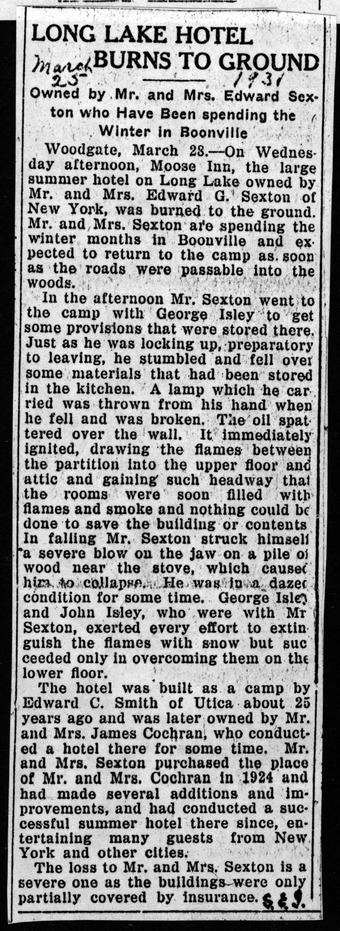 long lake hotel burns to the ground march 25 1931 001
