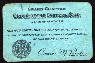 order of the eastern star new york state grand chapter card 1931