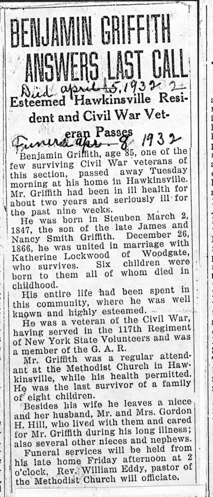 griffith benjamin husband of katherine obit april 5 1932