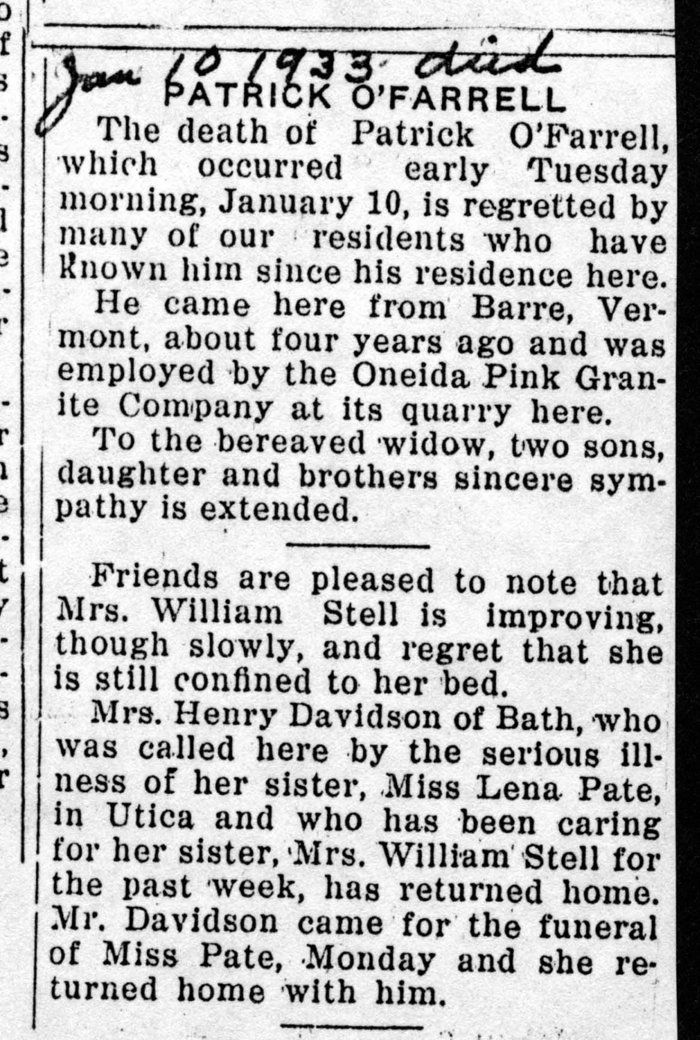 ofarrell patrick f husband of margaret obit january 10 1933 001