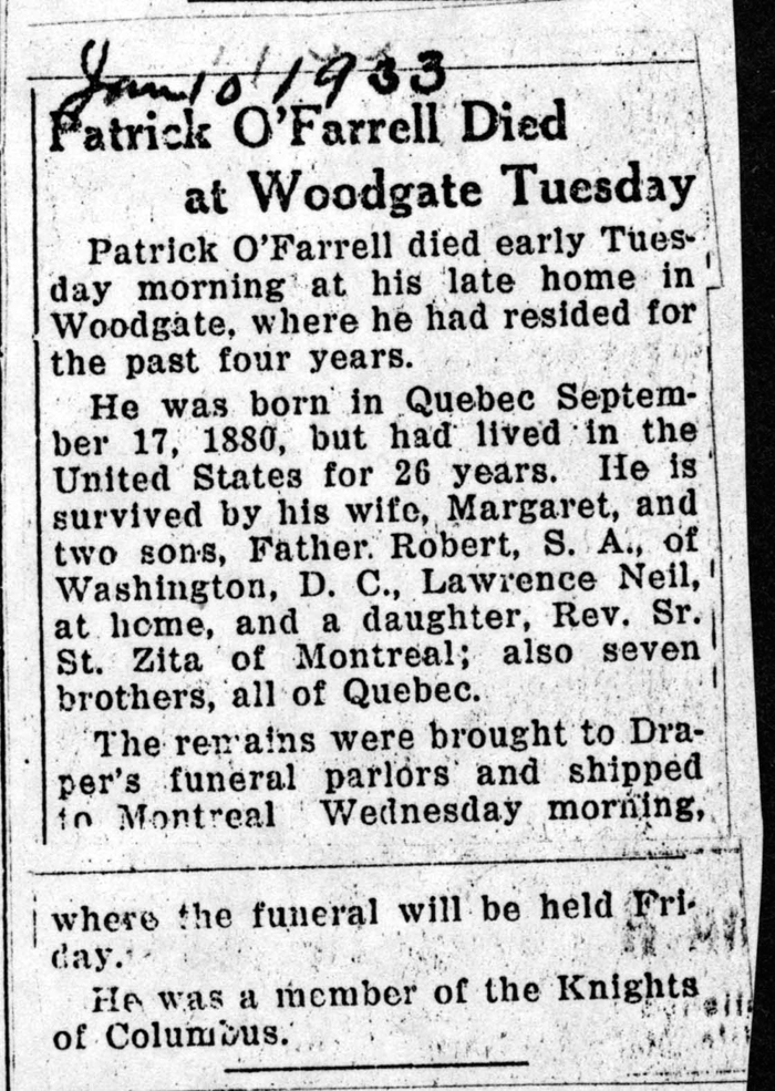 ofarrell patrick f husband of margaret obit january 10 1933 002