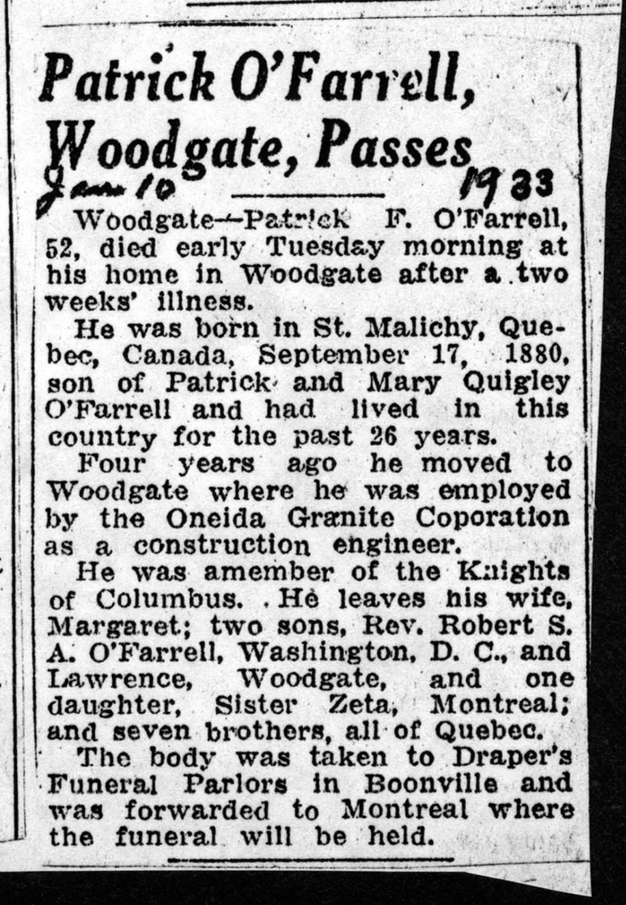 ofarrell patrick f husband of margaret obit january 10 1933 003