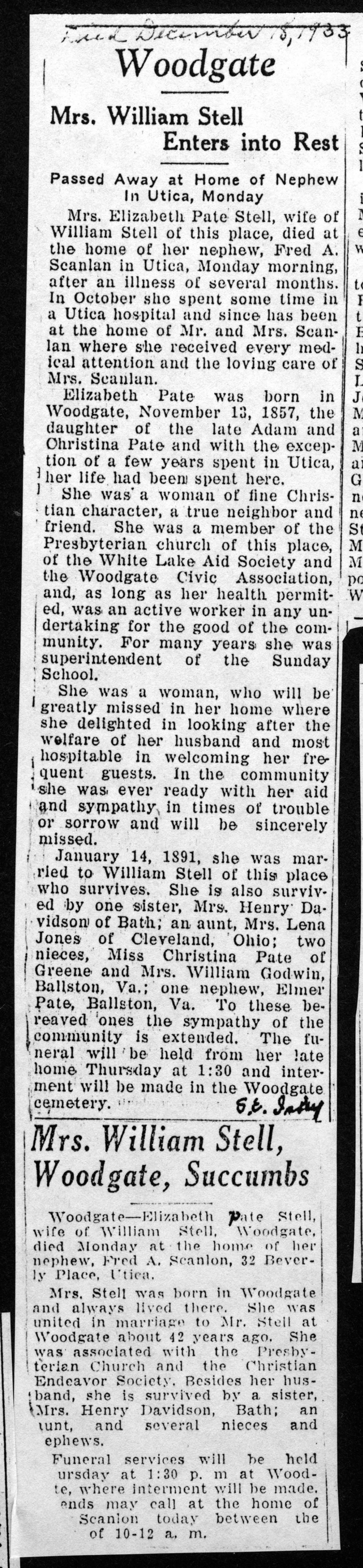stell elizabeth pate wife of william obit december 18 1933 001