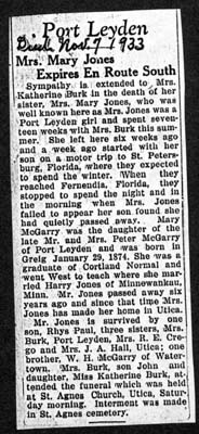 jones mary mcgarry wife of harry obit november 7 1933