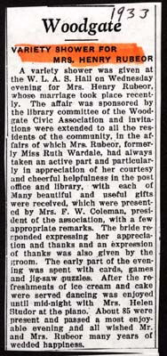 rubyor ruth wardale wife of henry wedding shower 1933