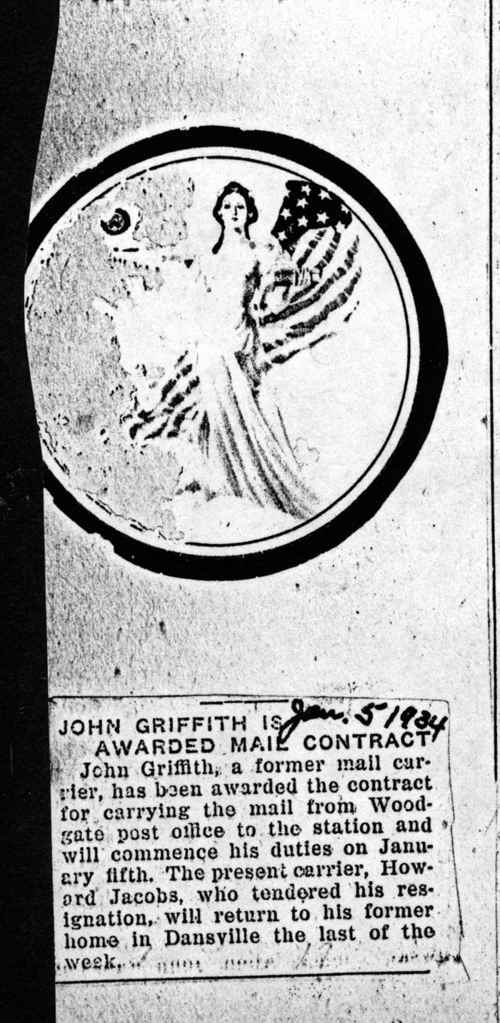 john griffith awarded mail contract june 5 1934