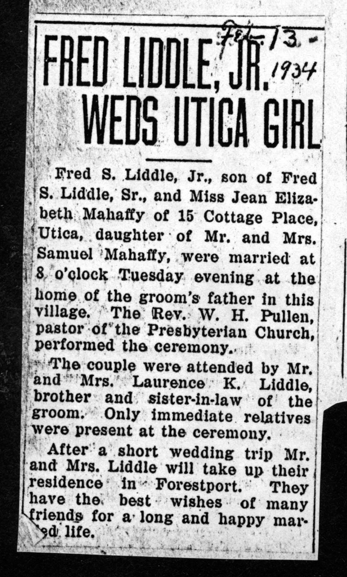 liddle fred s jr mahaffy elizabeth jean married february 18 1934
